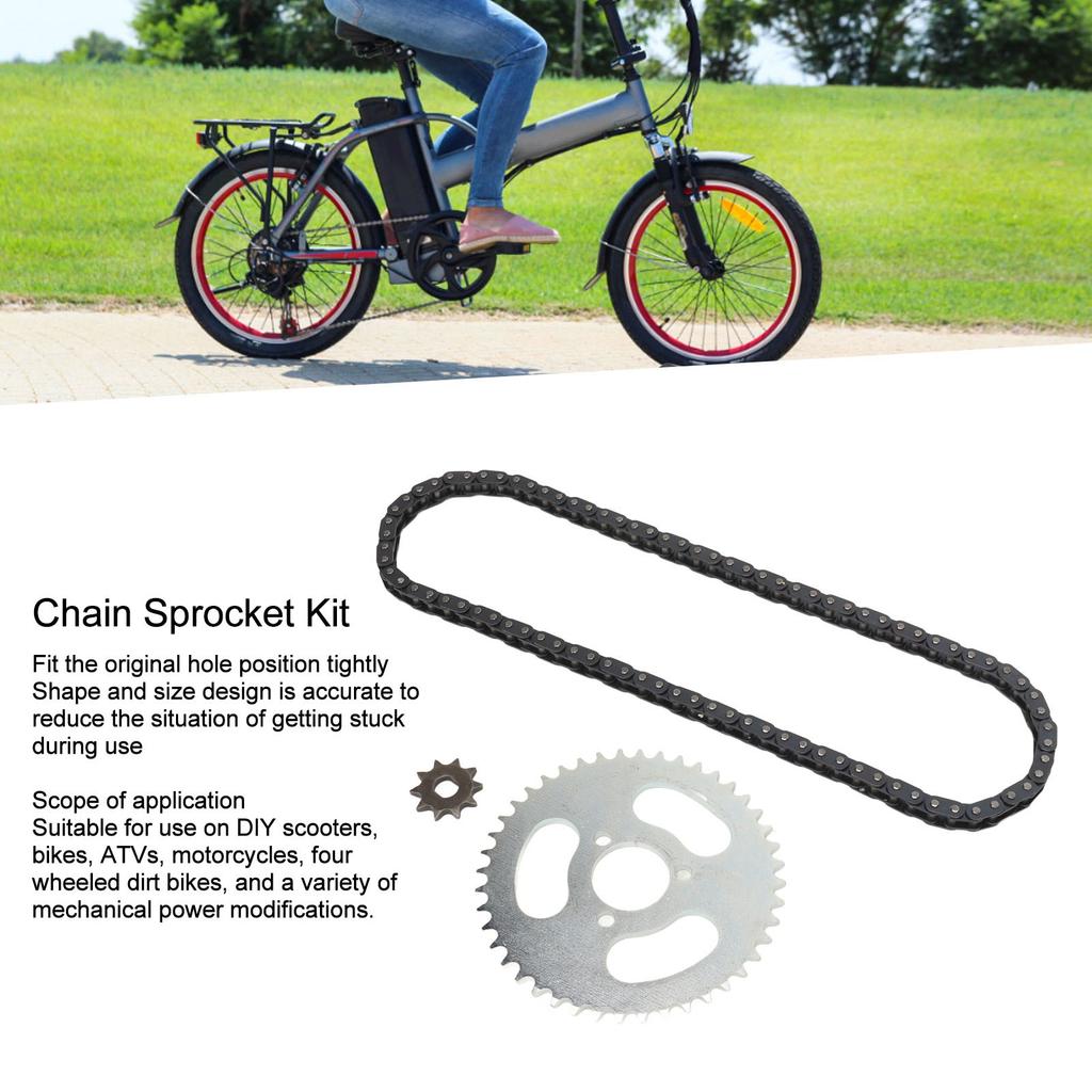 T8F Gear Chain Set Aluminum Alloy Steel 44T 3 Hole Sprocket 10T 10H Hole Front Chain Wheel with 88 Link Drive Chain for DIY Motorcycle ATV Bike