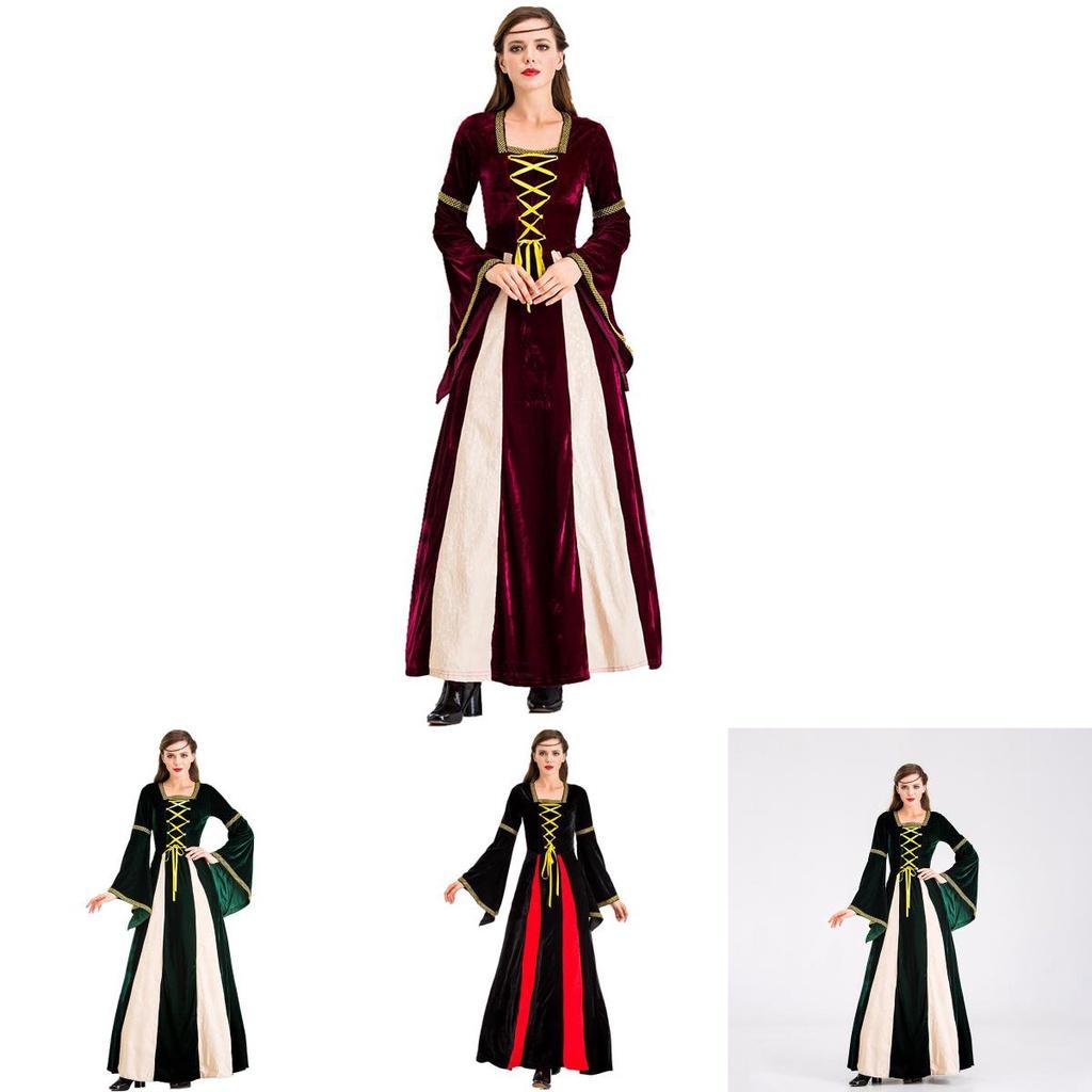 Enchanting Black Vintage Medieval Court Cosplay Maxi Dress For Halloween Events