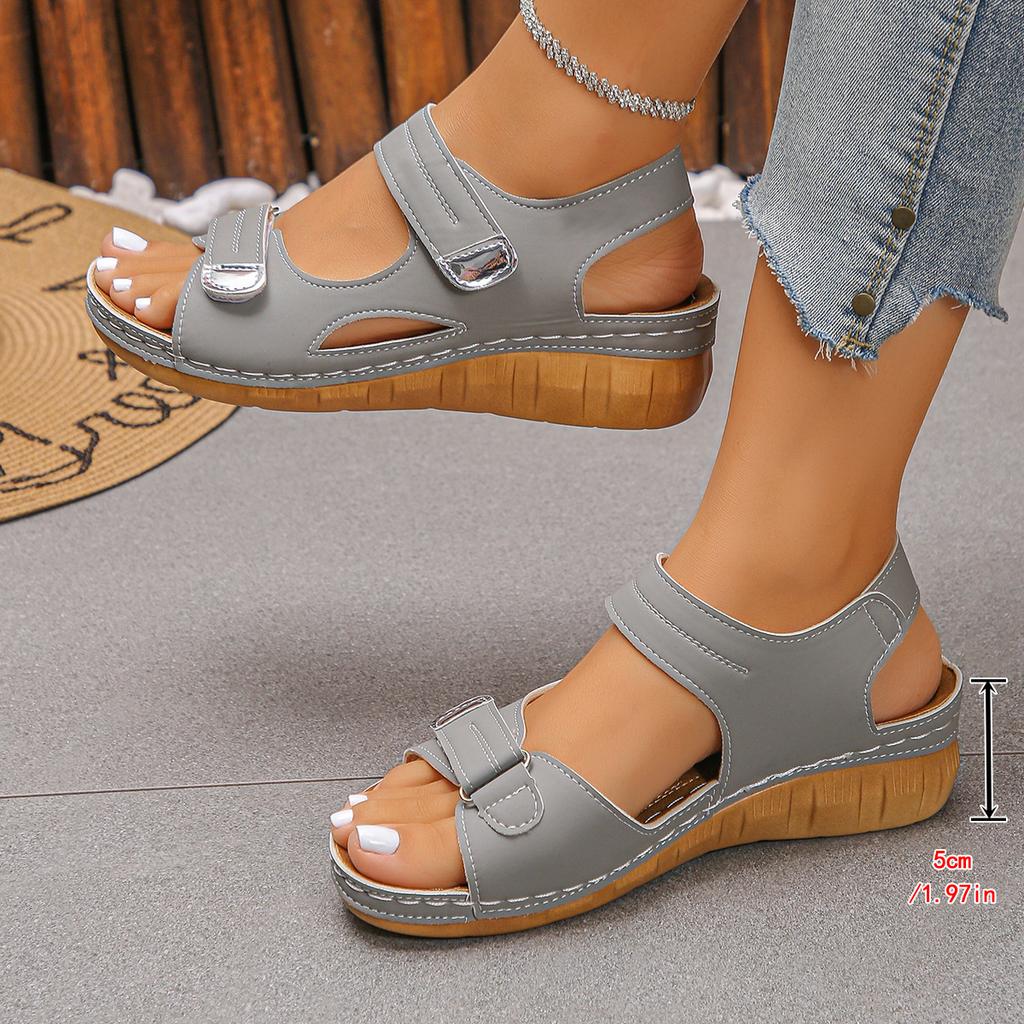 New Style Wedge Heel Shoes, Velcro Thick Sole, Large Size Sandals, Women's Shoes