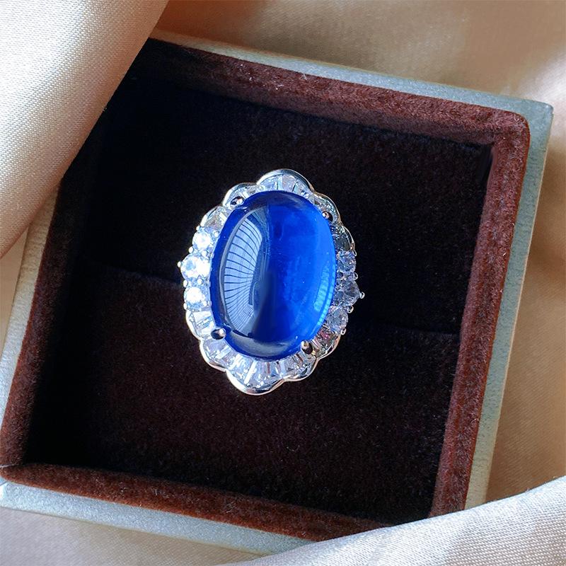 Jewelry Ice Seed Fluorescent Denier Pigeon Blood Blue Pointed Crystal Plain Body Jade Pendant Set 13 * 18-10 * 12