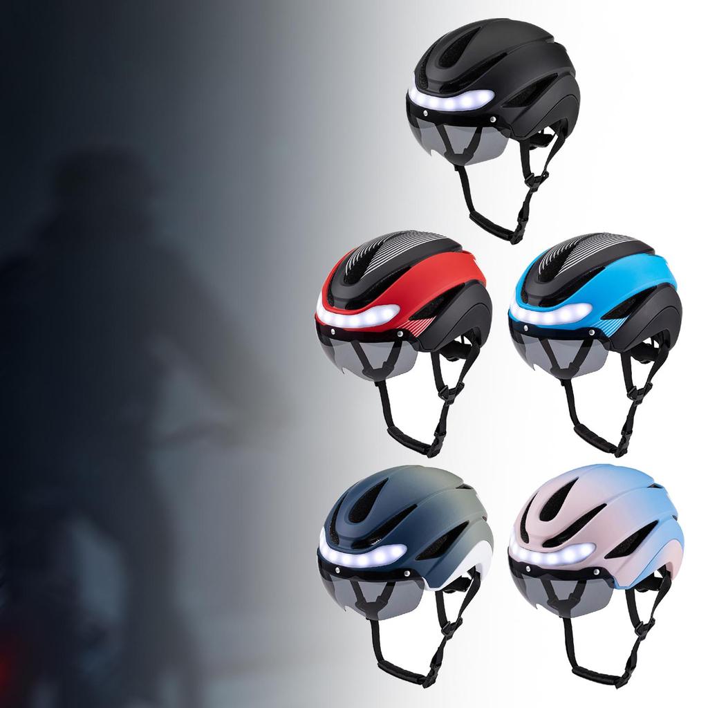 Fahrradhelm mit Licht Stoßabsorbierend Verstellbarer Kinnriemen Modern Sport