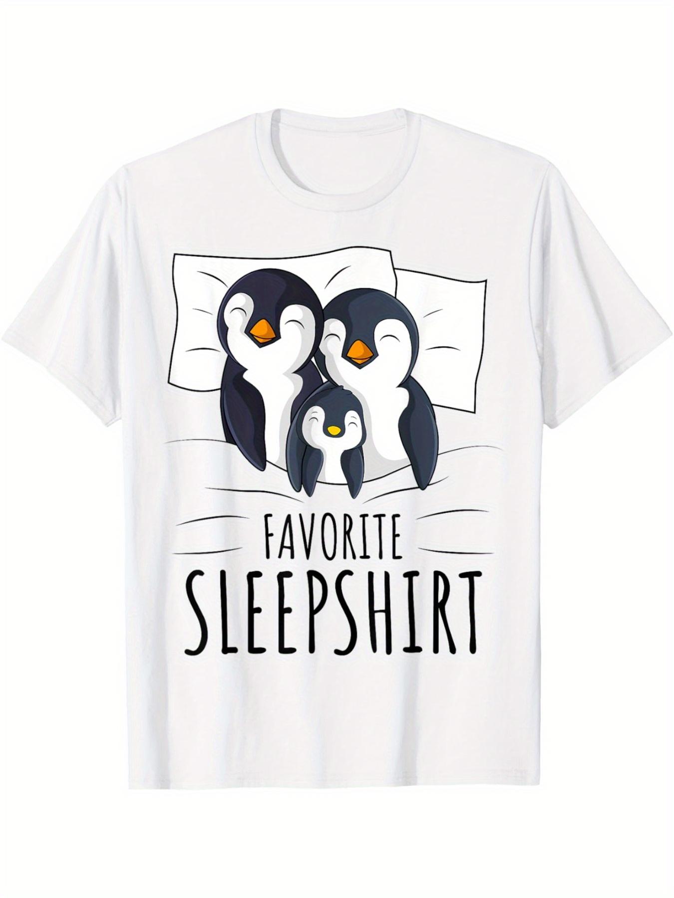 Sleeping Penguin Pyjamas Penguin Lover Favorite Sleepshirt T-Shirt Summer Comfortable Casual Short Sleeve T-Shirt S разноцветный