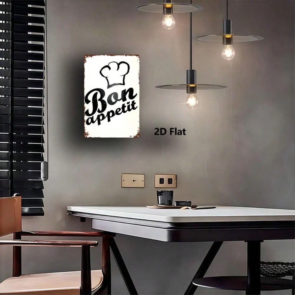 Vintage Chef Bon Appetit Metal Wall Art Kitchen Decor Sign