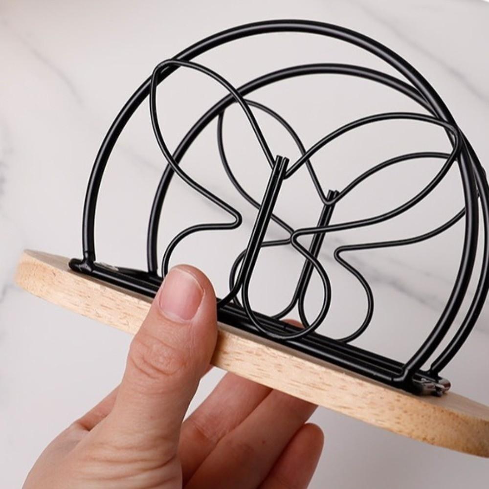 With Wooden Base Tabletop Tissue Rack Decorative Napkin Organizer for Kitchen Dining Table