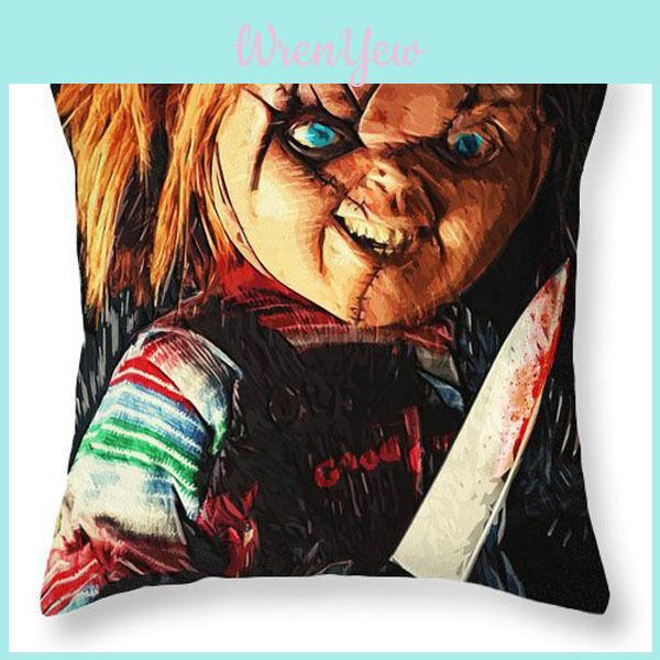 Chucky Good Guy Doll Cartoon Pillow Cover Featuring Stylish Multi-color Design