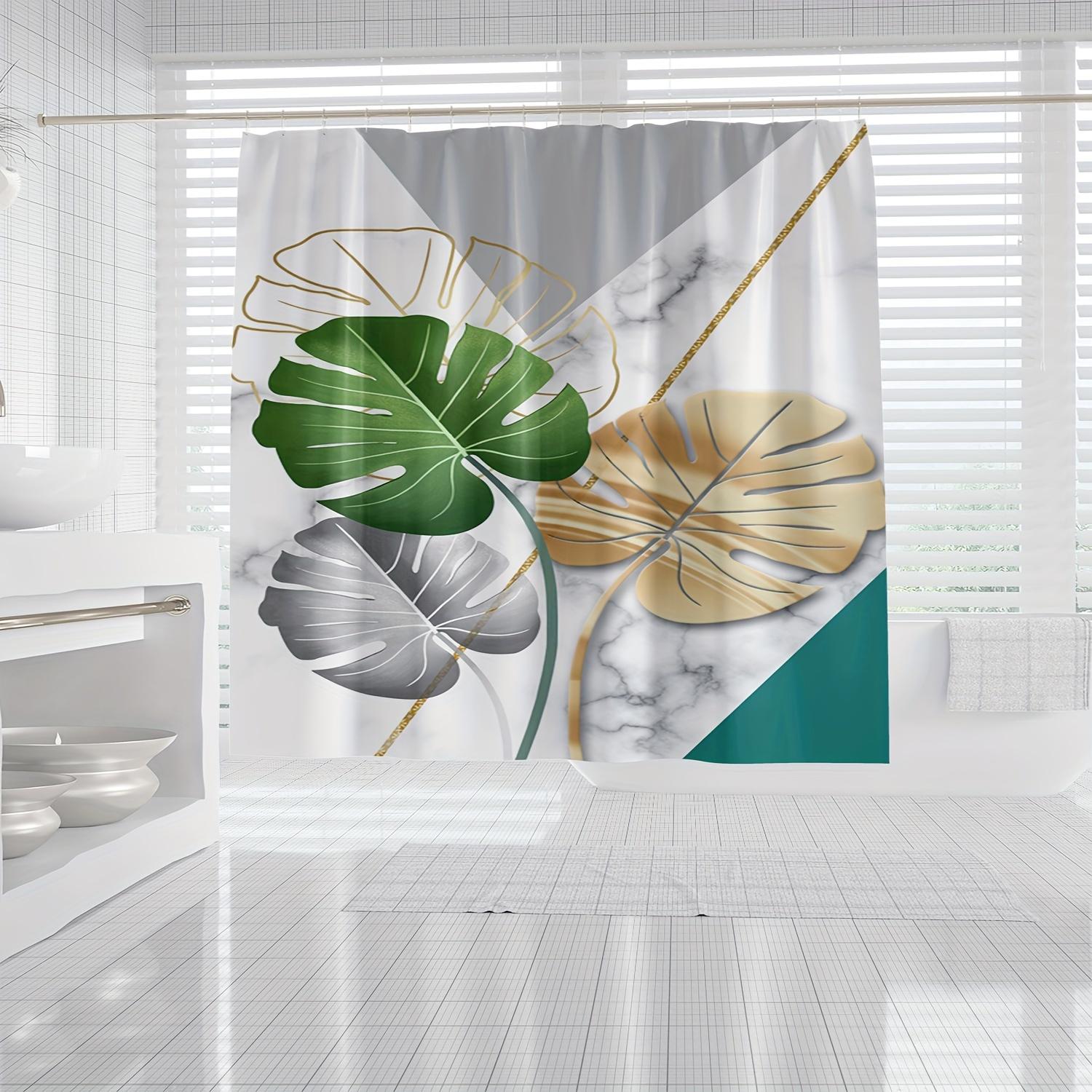 

1Pc Marble Leaf Pattern Shower Curtain, Waterproof Bathroom Partition Curtain With Hooks, Bathroom Accessories, Home Decor W60H190(CM)-1 Pcs