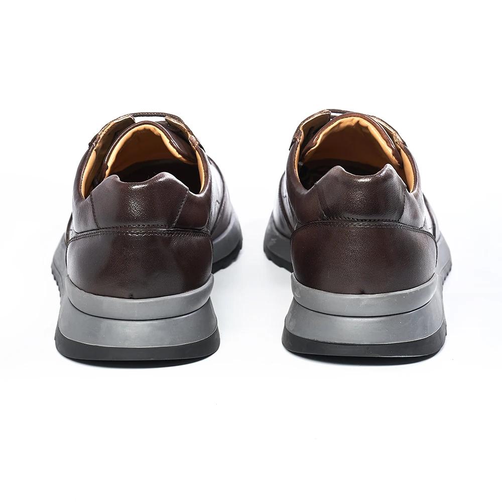 Pánské módní ležérní boty z pravé hovězí kůže Černé/Tmavě hnědé šněrovací ploché tenisky Evropský styl Street Oxford shoes