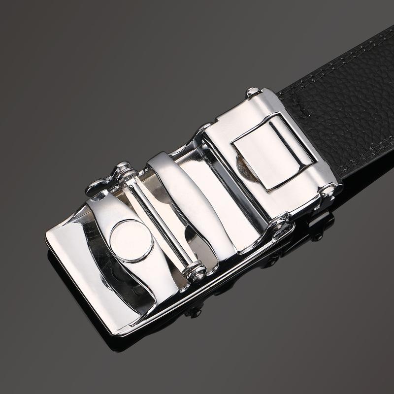 Open Edge Cowhide Belt Men's Real Cowhide Business and Casual Automatic Buckle Belt