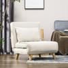 Sleeper Chair, 6-Level Adjustable Backrest, Linen Look, Up To 120 Kg, Cream