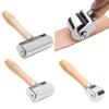 Leather Roller Leather Press Roller DIY Leather Craft Wooden Handle Rolling Tool Silver Leather Press Roller