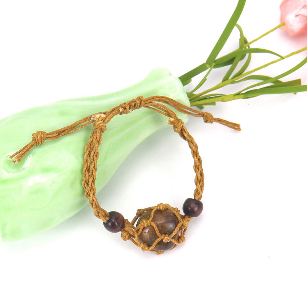 Hand-Woven Crystal Stone Mesh Pocket Bracelet Bracelet Adjustable Telescopic Mesh Pocket Net Holder B58