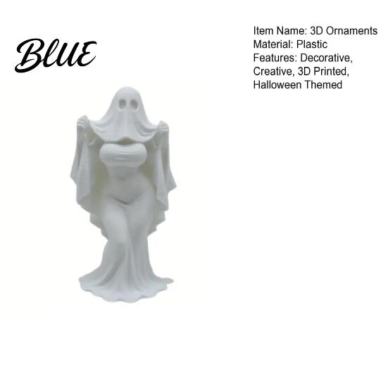 3D Halloween Ornament Printed Ghost Bride Statue Ornament, Female Figure Sculpture with Durable Figurine Stable Base, Decorative Minimalist Spooky for
