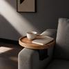 Sofa Armrest Tray Round Arm Movable Couch Table for Living Room, Small Apartment,