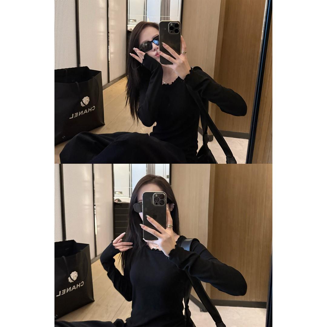 Superniniyy Белый Чай Высококачественный Утолщенный Кружевной Воротник Базовый Слой Верхний Large чёрный