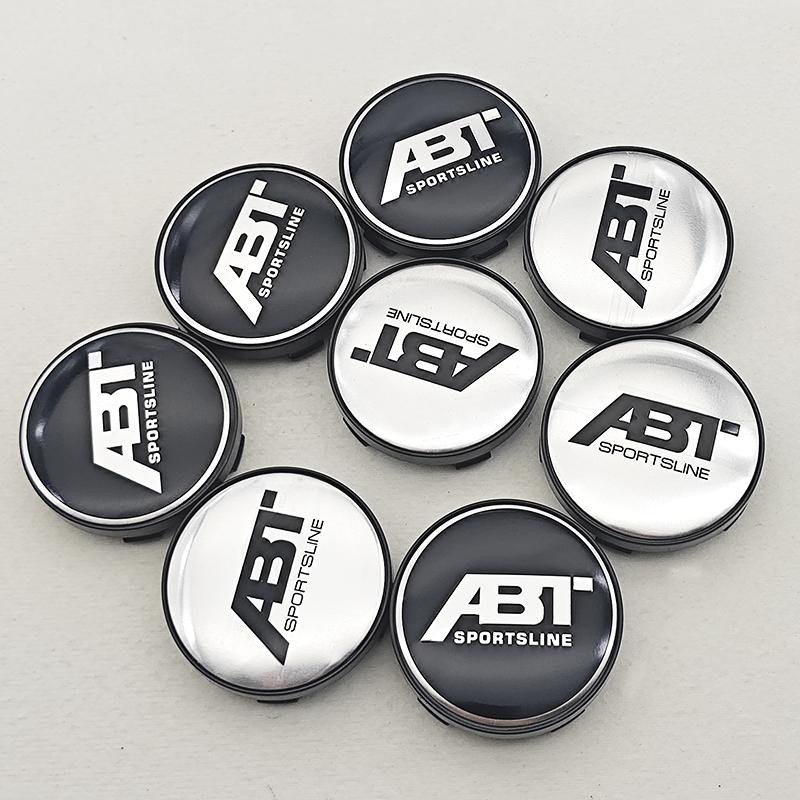 4pcs/set 60mm ABT SPORTSLINE Logo Car Emblem Wheel Hub Center Cap Badge Covers With Black Base For Car Universal Accessories