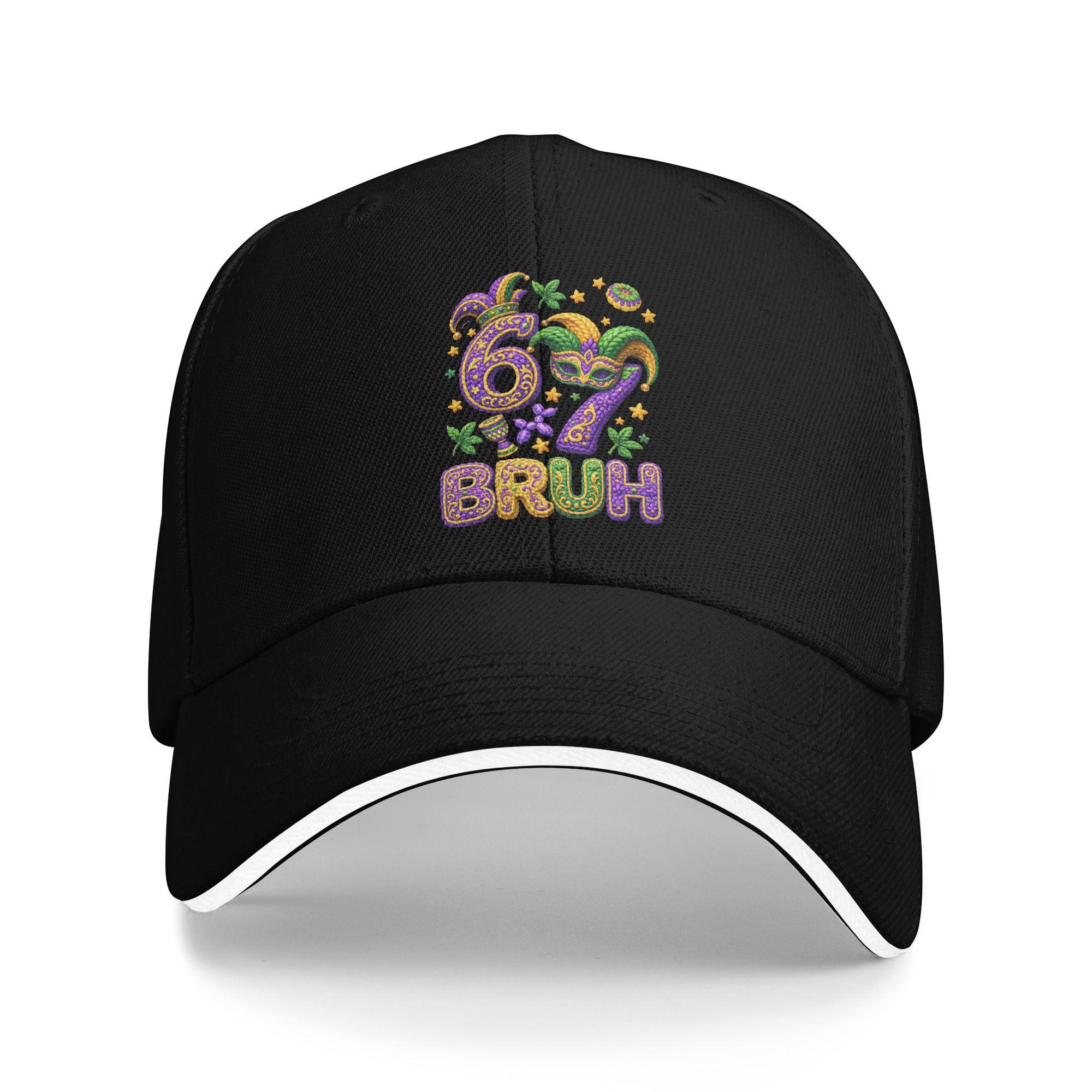 Custom Classic Mardi Gras 67 Bruh Funny 67 Meme Baseball Cap Unisex WoUnisex Adjustable Adult  Dad Hat Summer Sun Hat One Size