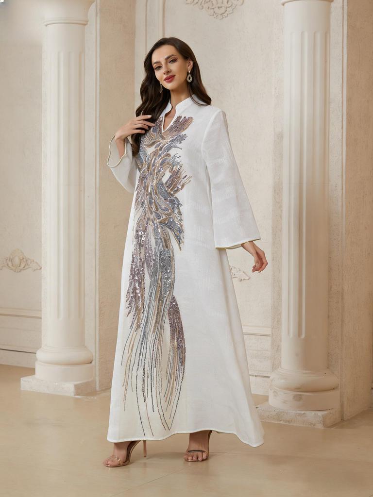 Dubai Arab Cross-border Mesh Sequin Abaya for Muslim Women