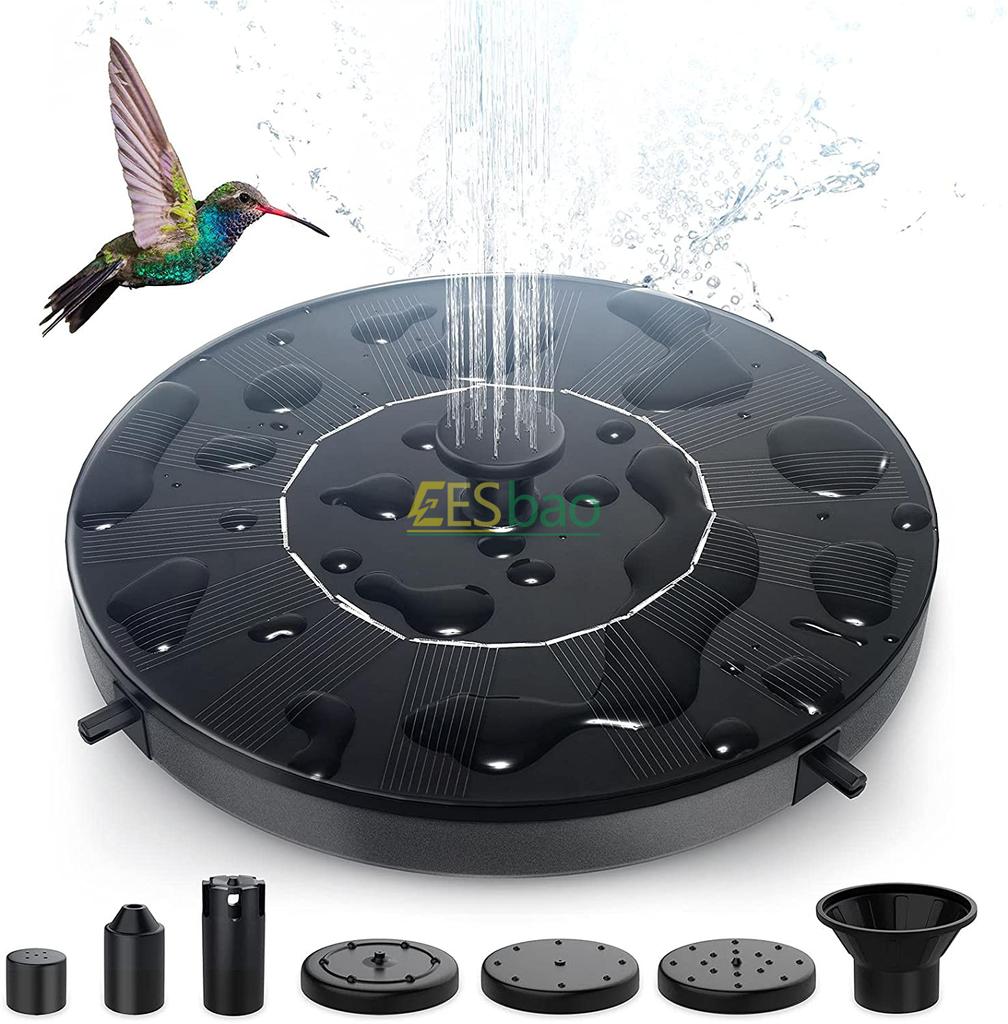 Fântână Solară cu 6 Duze 1W/1.4W/2.5W Potrivită pentru Grădini Bazine pentru Păsări Iazuri Piscine Acvarii de Exterior și Curte