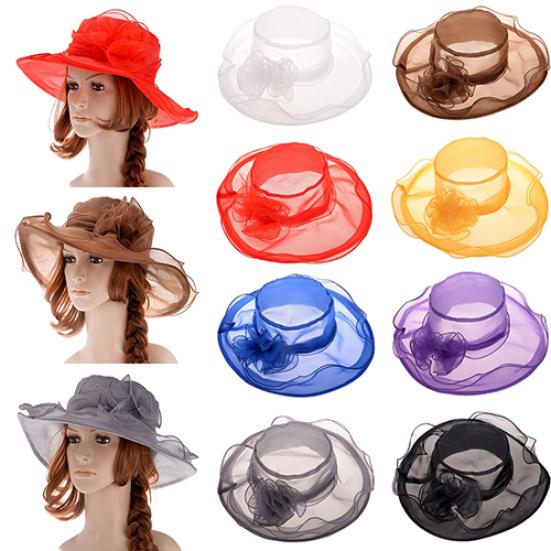 Women's Fashion Large Wide Brim Sun Screen Hat Summer Flat Flower Beach Cap