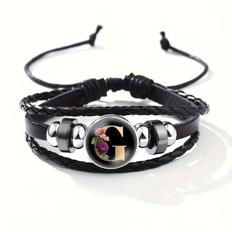 26 Letters A-Z Handmade Leather Bracelet Woven Multi-layer Punk Id Name Friendship Couple Bracelet