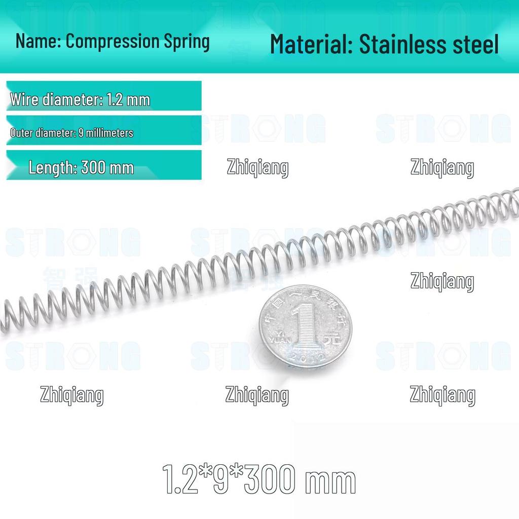 304 Stainless Steel Compression Spring – 300mm Long, High Elasticity, Shock Absorption, Customizable