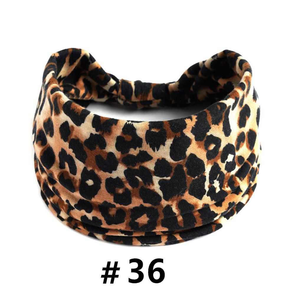 

Повязки на голову с леопардовым принтом для женщин, широкие бохо-тюрбаны, хлопковые эластичные повязки для волос с узлом, нескользящие аксессуары для волос для тренировок