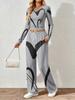 Spring and Autumn Ladies V-Neck Long Sleeve Pants Set Comfortable Casual Versatile Slim Two-piece Set