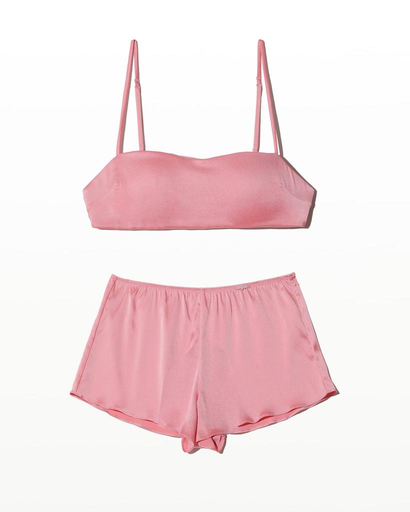 HOOPOE Love Silk Bralette & Boy Shorts Set_Pink Icing