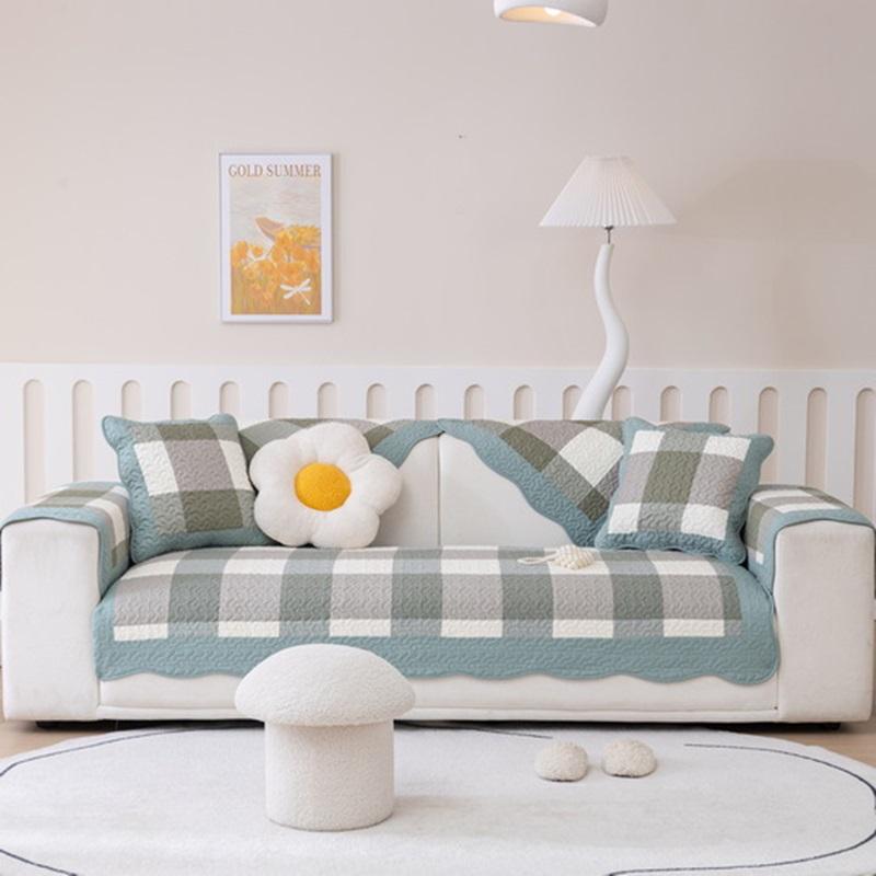 Чехол для дивана в скандинавском стиле в клетку для гостиной — фото 3