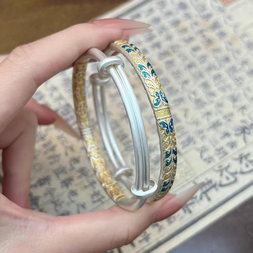 Gold Enamel Butterfly Bracelet for Zodiac Year, Women's Gift