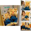Adorable Yellow Denim Bear Plush Toy Cuddly Doll For Birthdays And Gifts