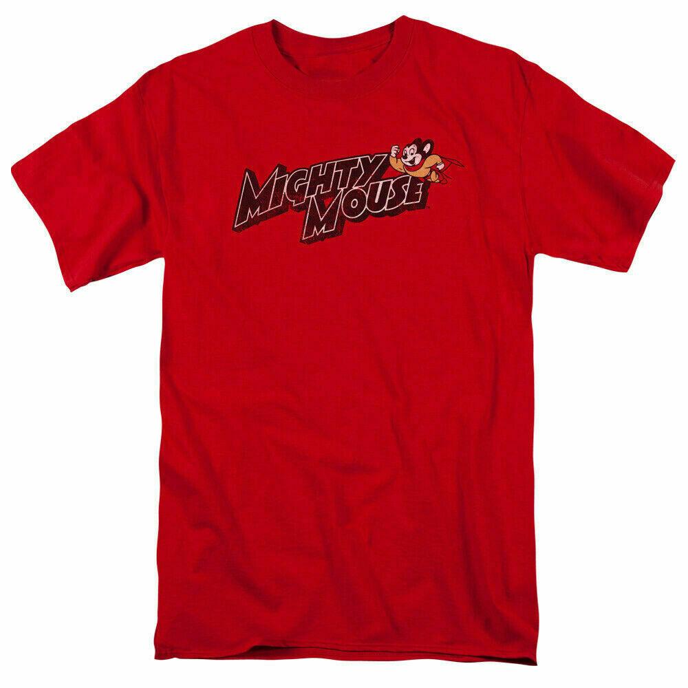 26 Mighty Mouse Might Logo T Shirt Mens Licensed Cartoon Merchandise Red Unisex T-Shirt XXL