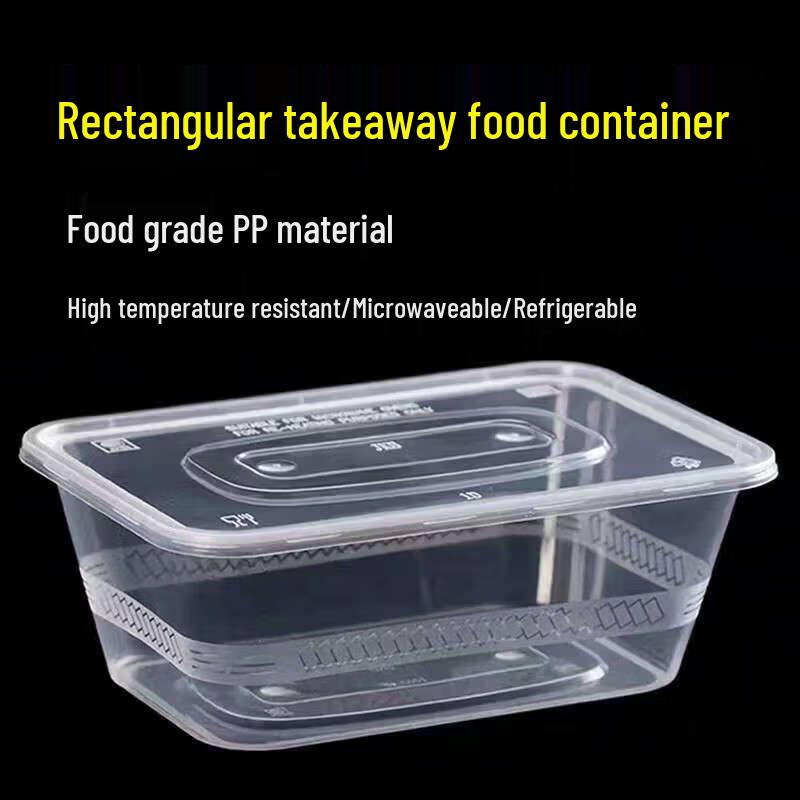 Tongshunkang Rectangular Plastic Takeaway Containers, 150-Pack
