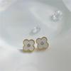 Senso Sênior de Trevo de Quatro Folhas Colorido com Brincos de Diamante Temperamento de Moda Requintada Flores Brincos Femininos