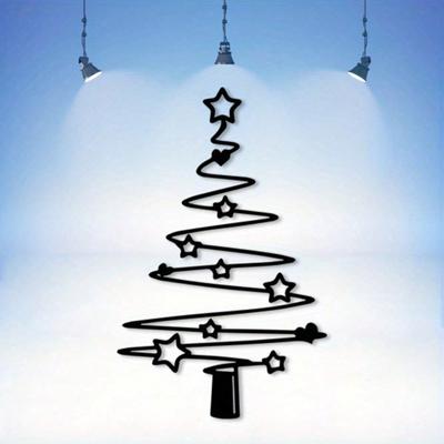 1-Piece Minimalist Xmas Tree Wall Art Metal Decor Rustproof Indoor Outdoor Holiday Home Garden Yard Decoration Sculpture Gift