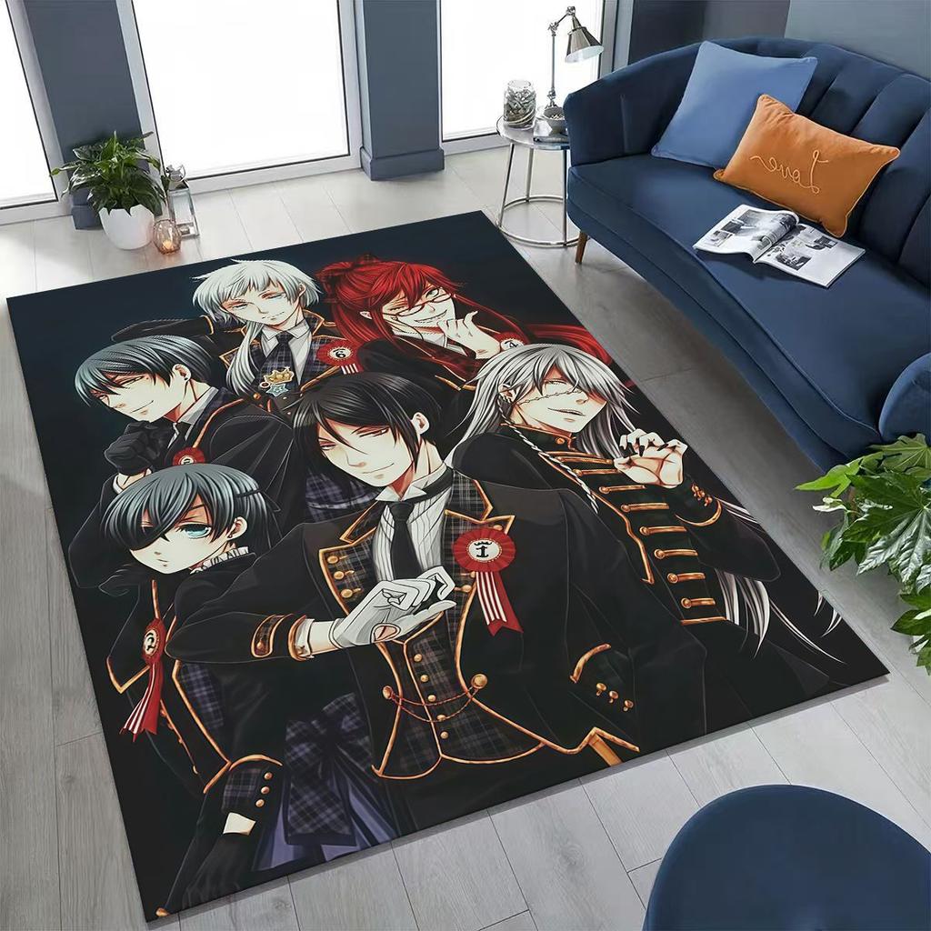 Anime Black Butler Sebastian Ciel Cartoon Cartoon Rug for Bedroom Living Room Sofa Home Doormat Decor,Kids Non-slip Floor Mat