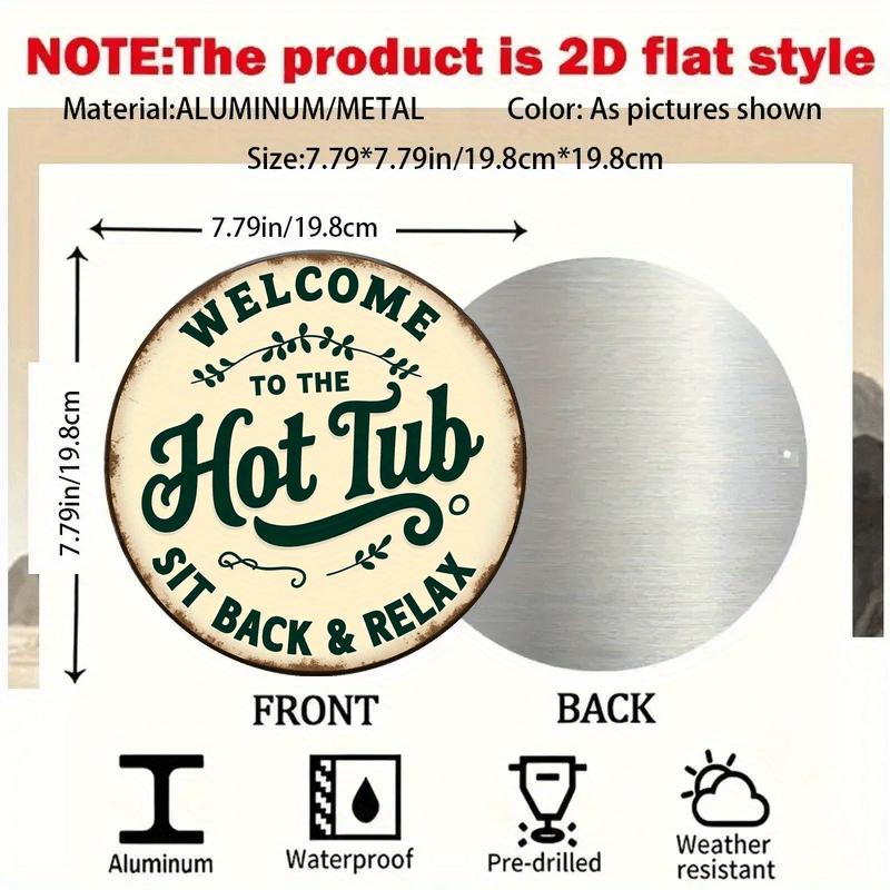 Tin Sign Vintage Durable Metal Plaque Wall Decor Welcome To The Hot Tub Home Office Bar Man Cave Wall Art