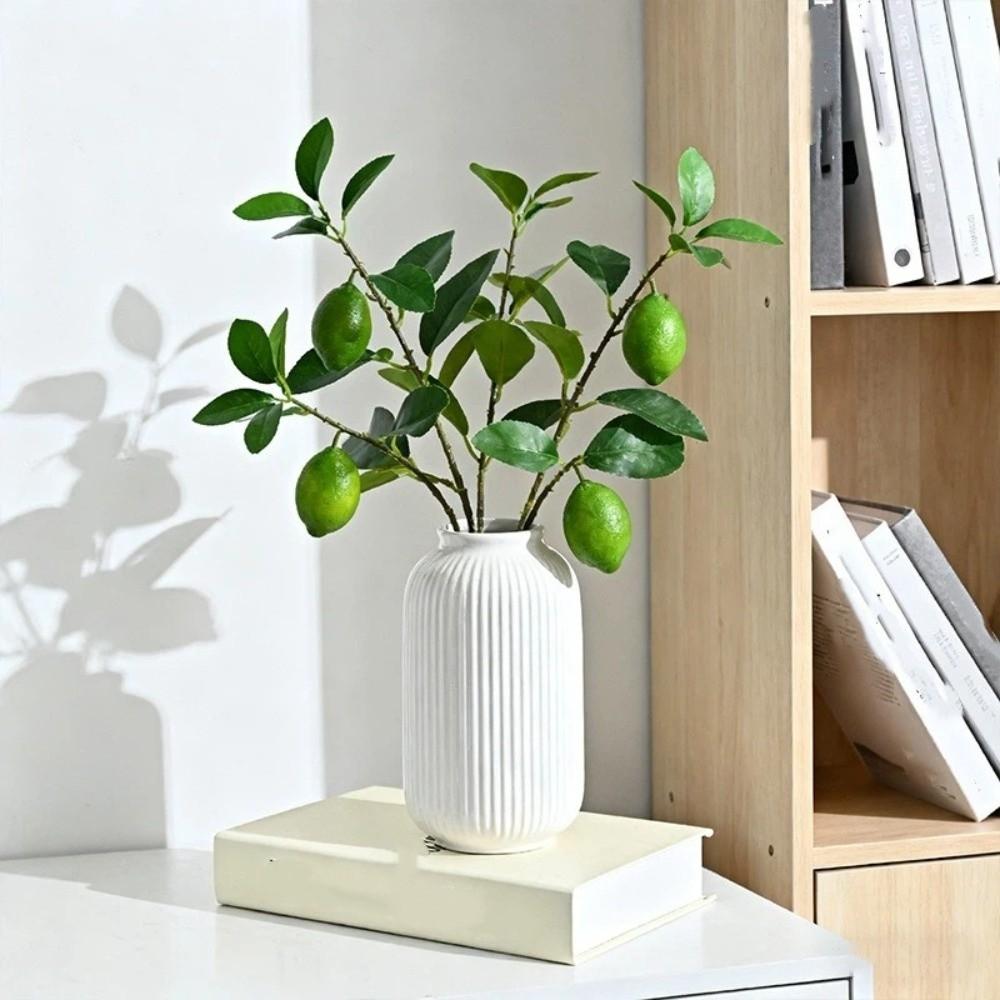 Green Leaves Artificial Lemon Branch Plastic Fruit Handmade Fake Fruit Props Realistic Flower Arrangement Simulation Fruit Tree