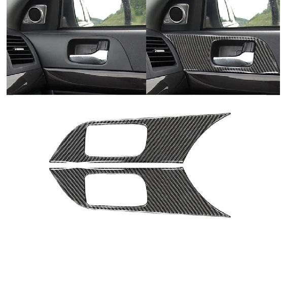 For Mitsubishi Lancer EVO 2008-2015 Carbon Fiber Rear Door Control Panel Sticker Handle Modified Trim Accessories Plastic