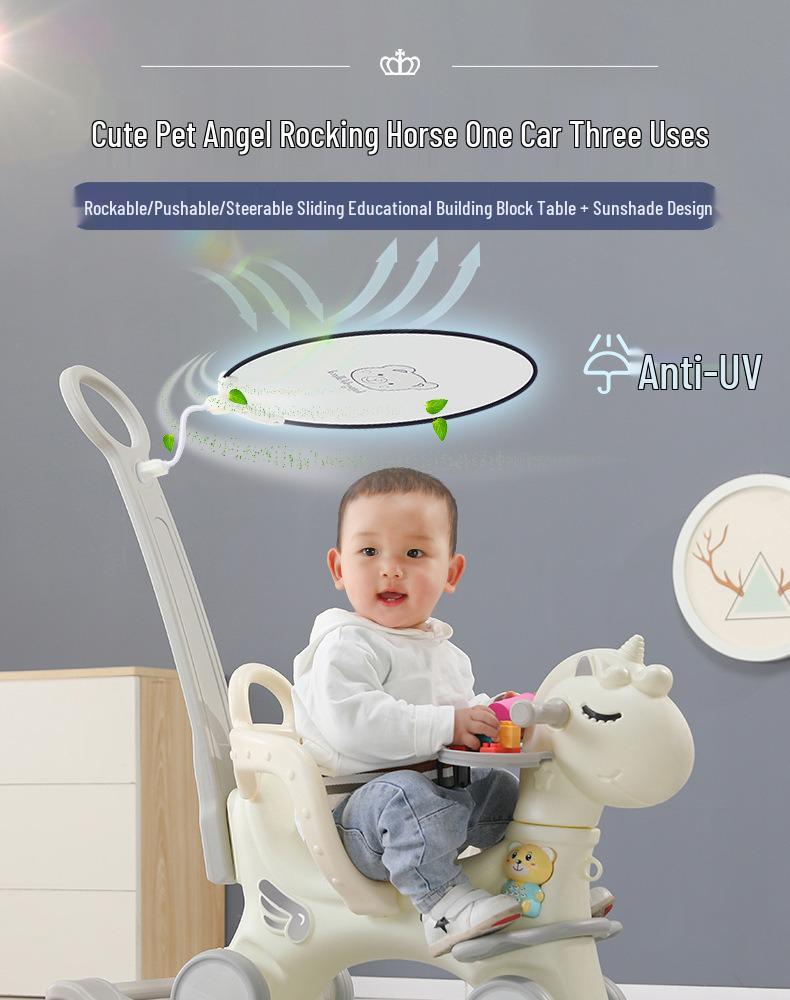 Children’s Wooden 2-in-1 Rocking Horse & Stroller - Ideal Birthday Gift for One-Year-Olds