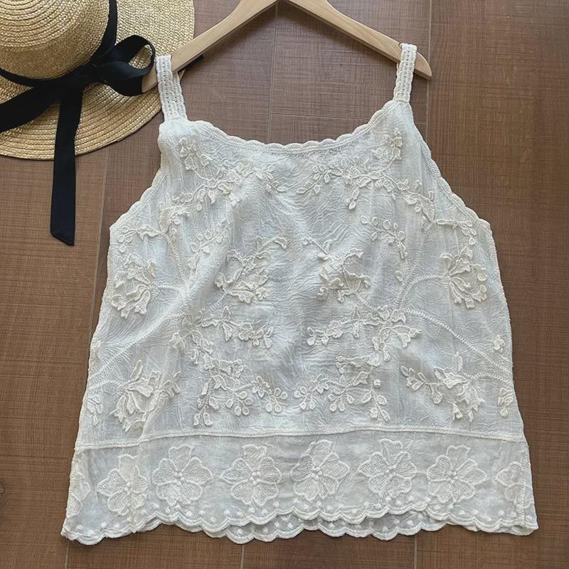 Sweet Lace Jacquard Suspenders Top for Women's Spring/Summer 2025 - YL201