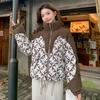 Short Cotton Jacket Women's Winter 2025 New Design Print Splicing Thickened Design Explosive Jacket