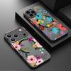 Magnetic Colorful Flower Phone Case For iPhone 17 15 16 Pro Max 14 13 Pro 17 For Magsafe Wireless Charge Soft Edge Hard PC Cover