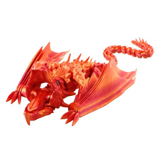 3D Printed Articulated Dragon with Wings Fidget Dragon Toy with Flexible Jaw Winged Dragon Desktop Pet for Home Office Decor Stress Relief
