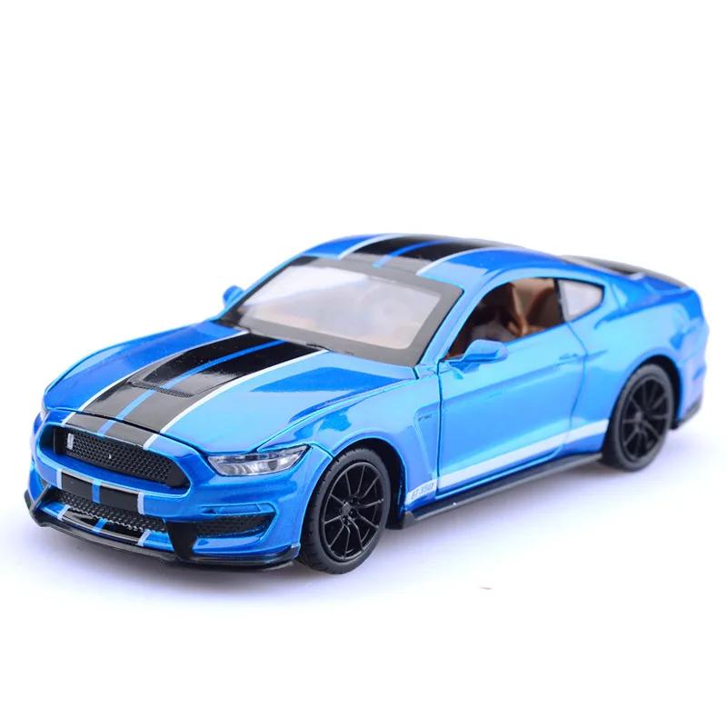 1:32 Mustang Shelby Gt350 Legierung Sportwagen Modell Druckguss Metall Auto Modell Sound und Licht Sammlung Kinderspielzeug Geschenk blue