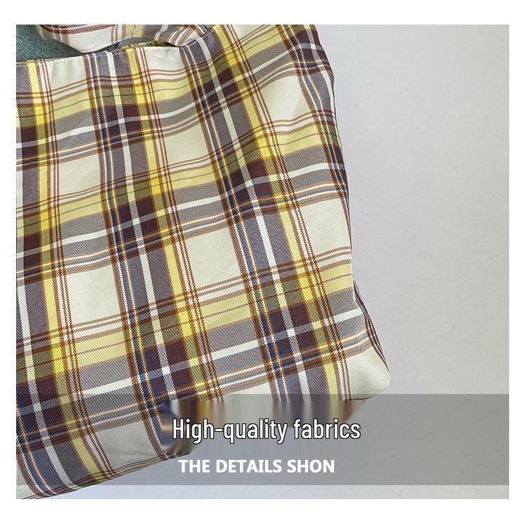 Schultertasche im koreanischen Stil mit Karomuster: Herbst/Winter Doppel-Tasche für Damen, Großes Fassungsvermögen Studenten-Pendler Crossbody