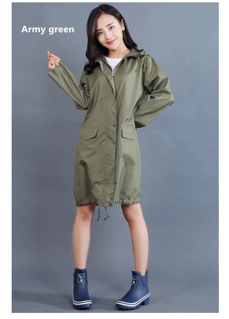 

Polyester Raincoat Women Waterproof Long Light Women Rain Coat Ponchos Jacket with Hood Impermeable Simple Rainwear XL армія зелений колір