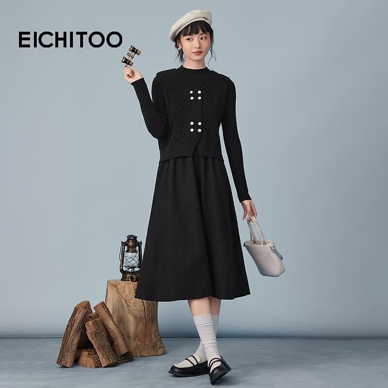 EICHITOO Retro Knit Two-Piece Dress L