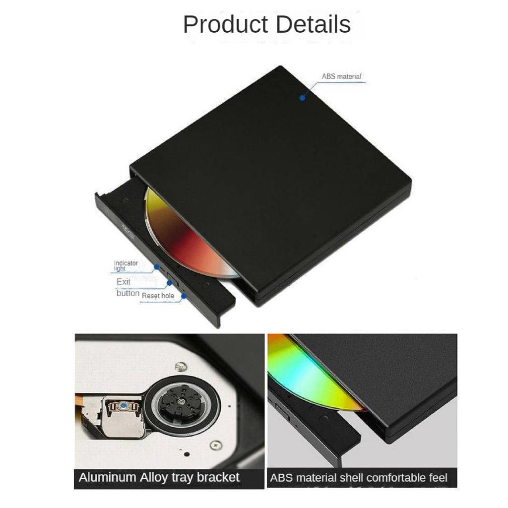 USB Externes DVD USB DVD-Player für Tragbares Festplattenlaufwerk CD Ultra Slim Tragbares DVD-Brenner-Laufwerk 2.0 Laufwerk, 2.0 Laptop, ROM,