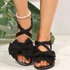 Fashion Women's Flat Sandals 2025 New Summer Beach Sandals Outdoor Lightweight Walking Flat Sandals for Women Bow Elastic Casual Sandal